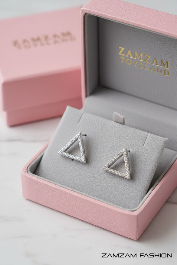 Premium Silver Triangle Stud Earring